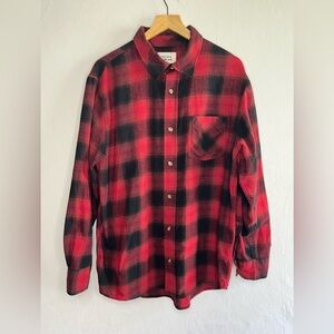 Field and Stream Red Black Buffalo Check Lumberjack Plaid Men's Shirt Size Large